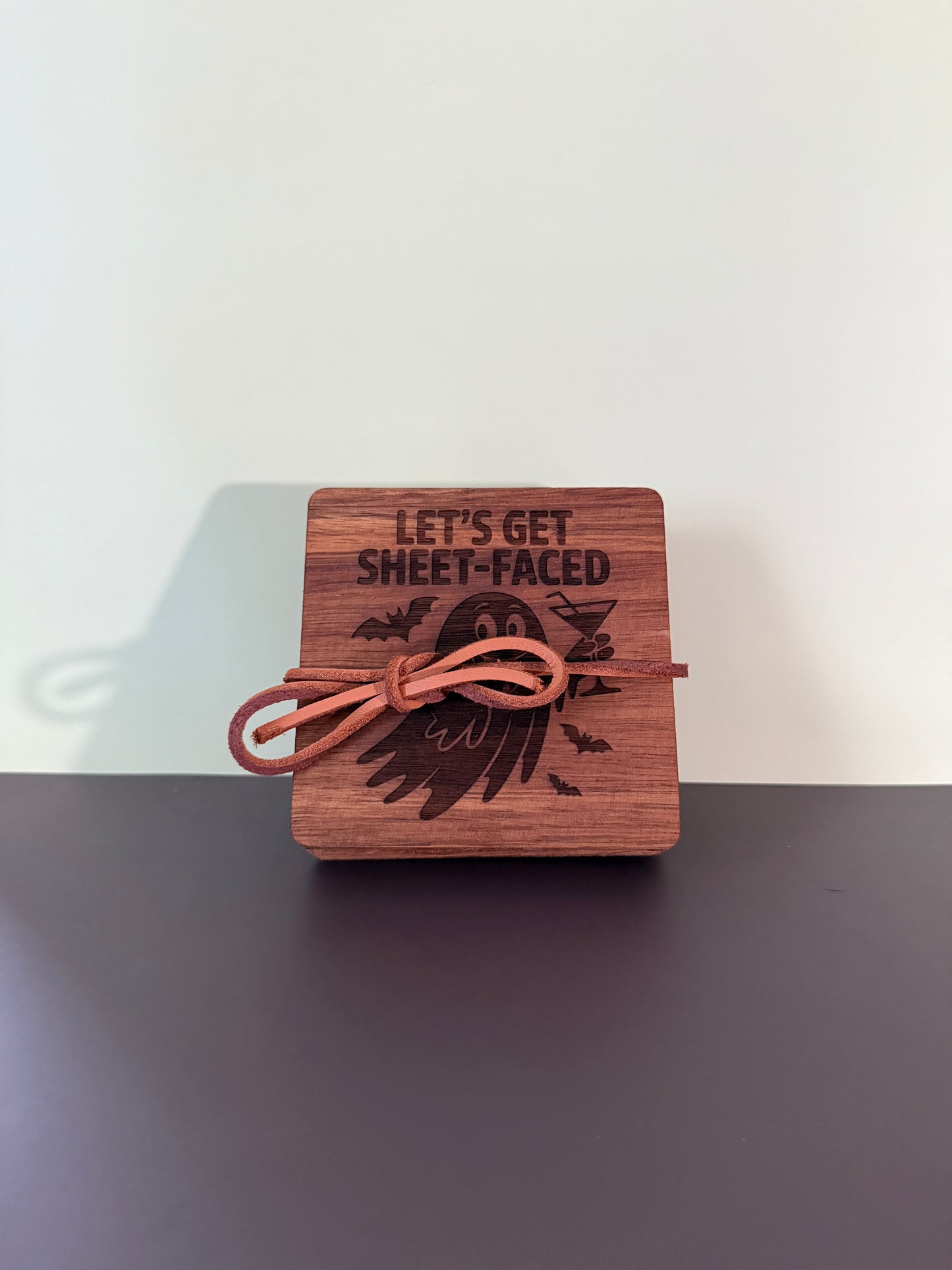 Acacia Coaster Set "Fall Drinks"