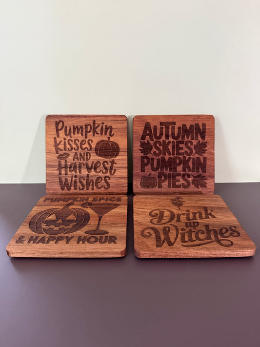 Acacia Coaster Set "Autumn Refreshments"