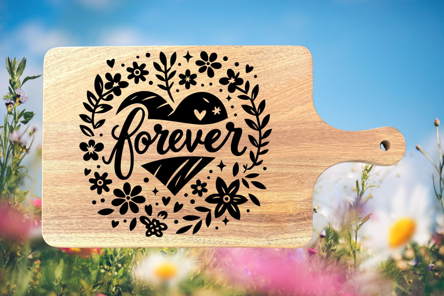 Acacia Charcuterie Board "Forever Heart"