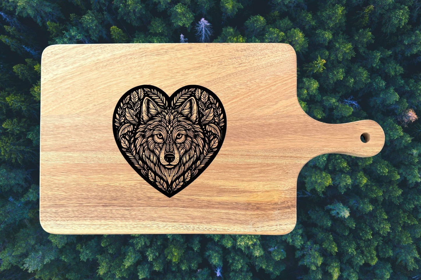 Acacia Charcuterie Board "Heart of a Wolf"