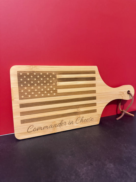 Bamboo Charcuterie Board "Commander in Cheese"