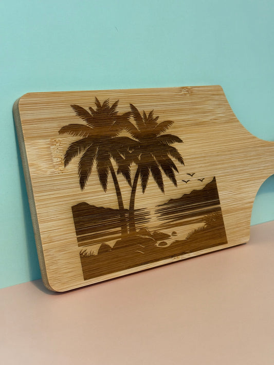 Bamboo Charcuterie Board "Palm Tree Sunset"