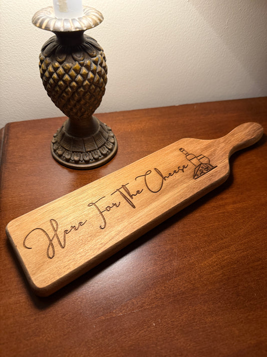 Acacia Serving Board "Here For The Cheese"
