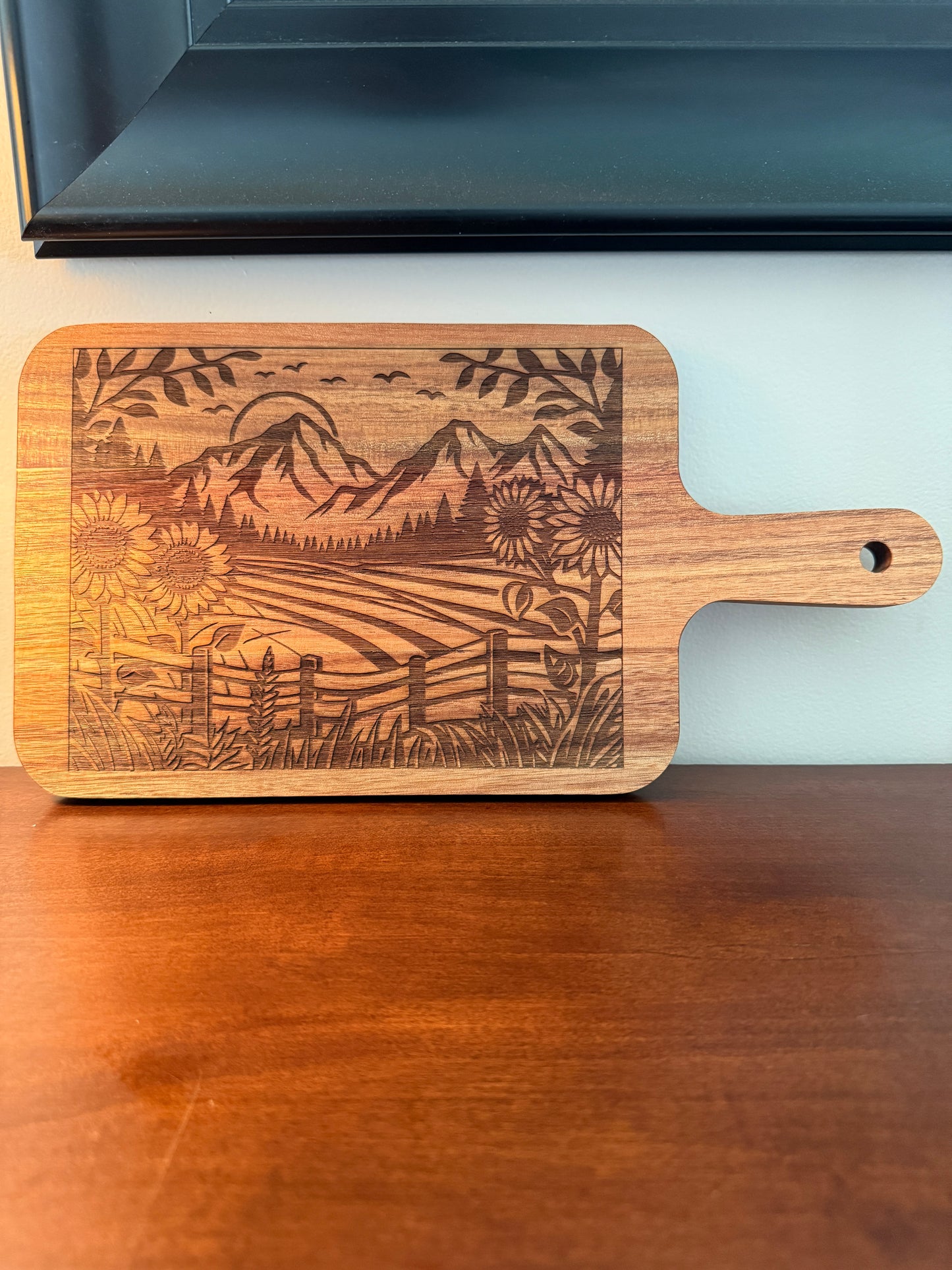 Acacia Serving Board "Sunflower Sunset"