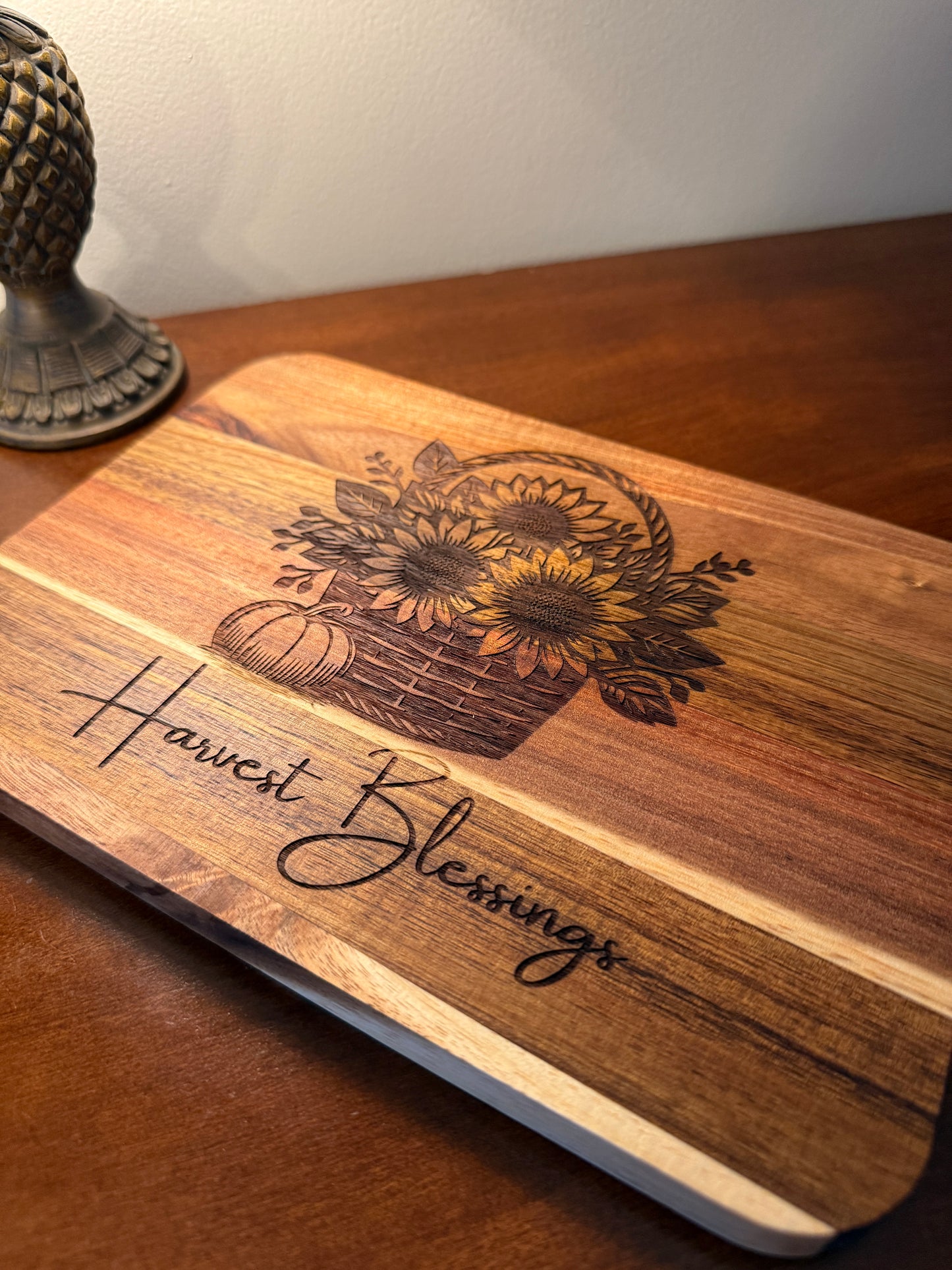 Acacia Serving Board "Harvest Blessings"