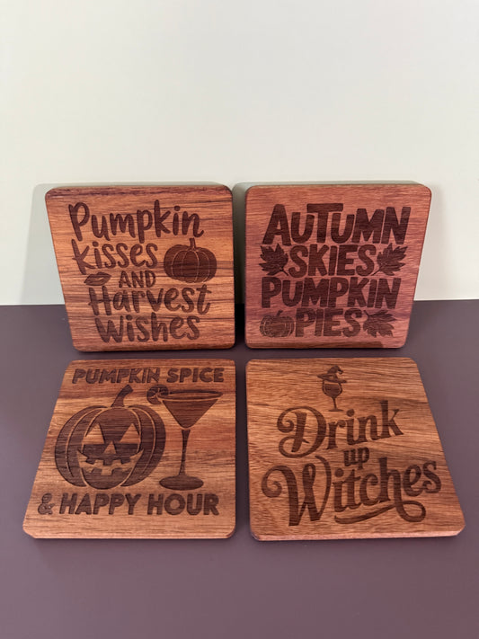 Acacia Coaster Set "Autumn Refreshments"