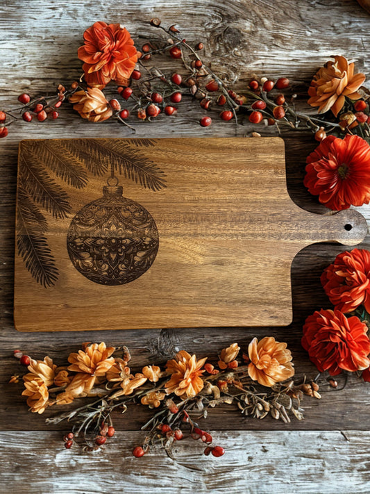 Acacia Serving Board "Pine Oranment"
