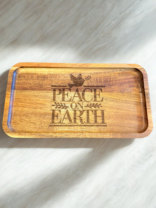 Acacia Serving Board "Peace on Earth"