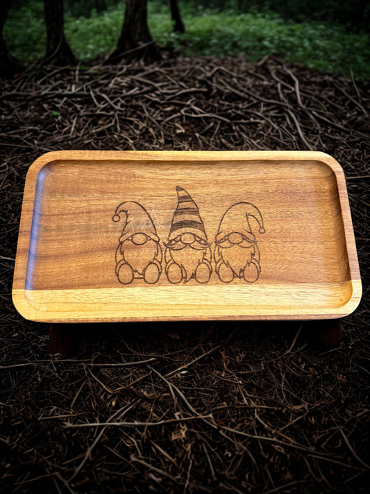 Acacia Serving Board "Three Gnomes"