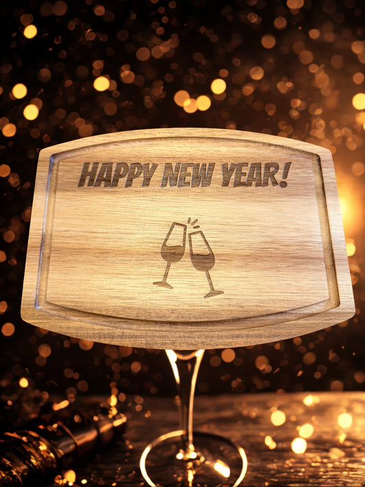 Acacia Serving Board "Happy New Year"