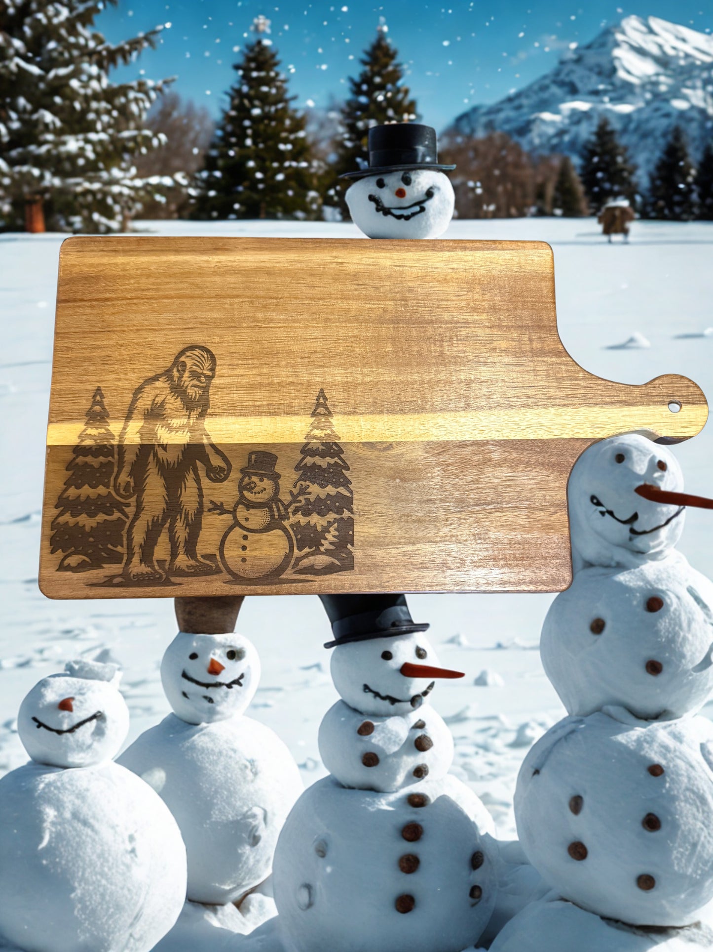 Acacia Serving Board “Yeti Snowman”