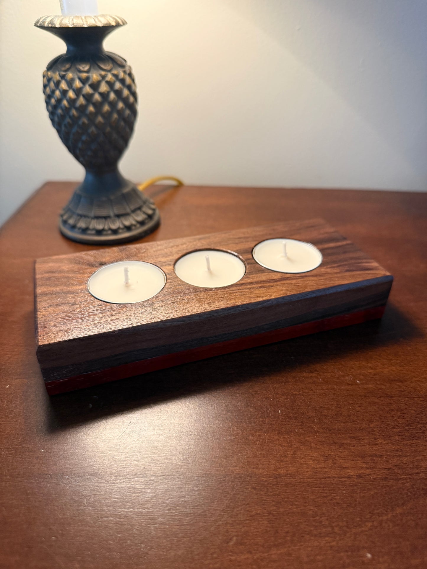 Custom Hardwood Candle Holder Walnut & Padauk