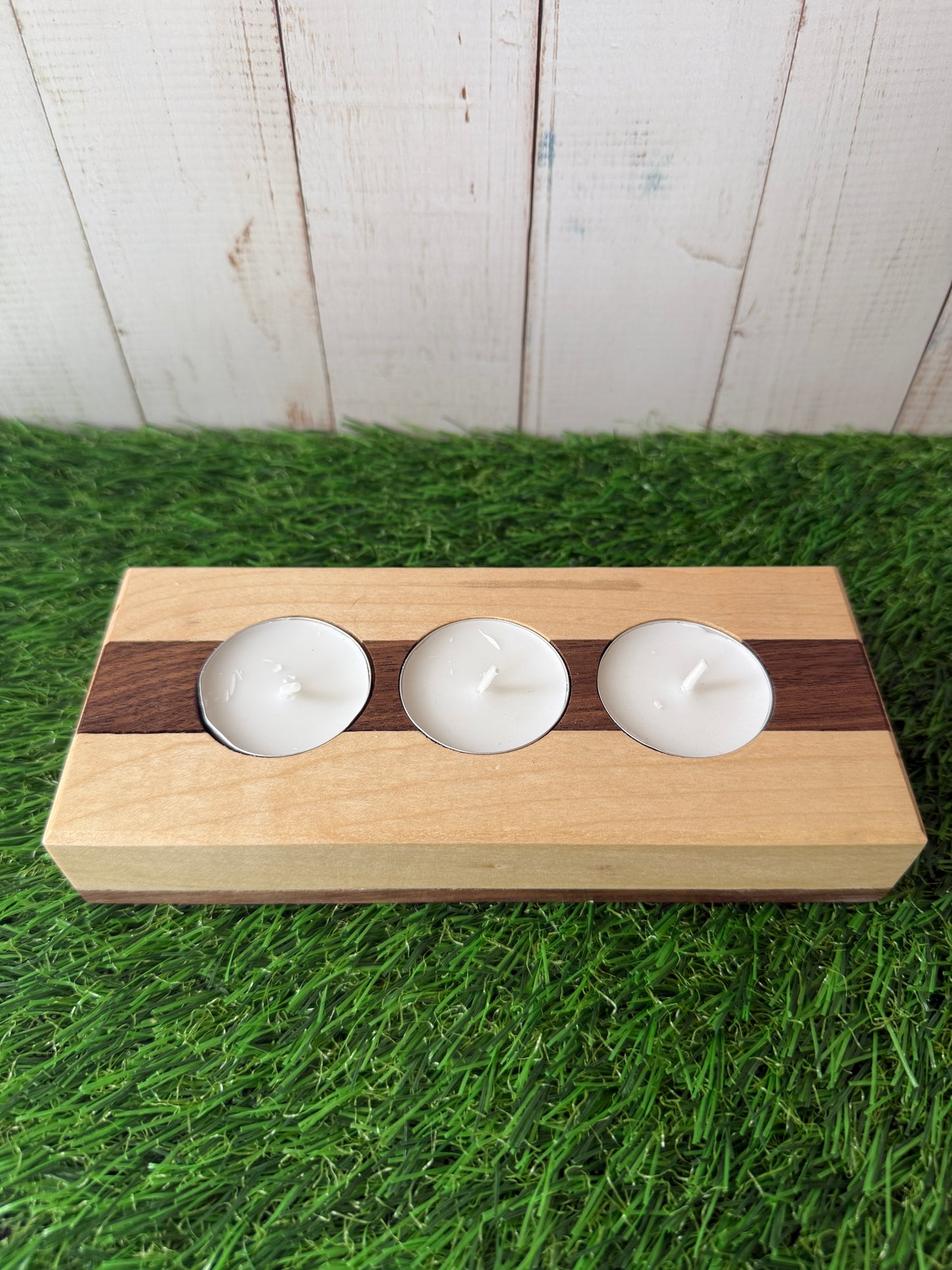 Custom Hardwood Candle Holder Maple w/ Walnut Inlay