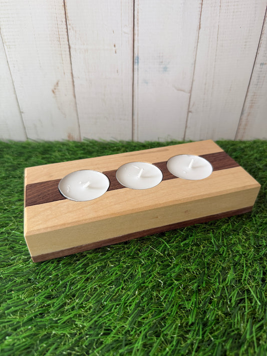 Custom Hardwood Candle Holder Maple w/ Walnut Inlay