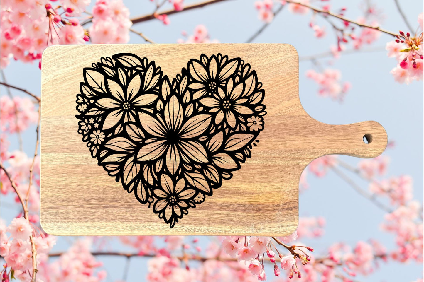 Acacia Charcuterie Board "Pink Hearts"